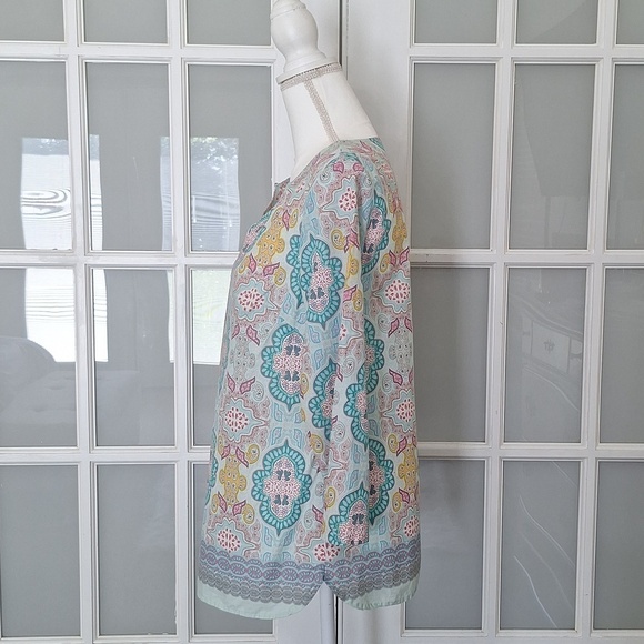 Talbots Moroccan Medallion Split Neck Tunic - Picture 5 of 14